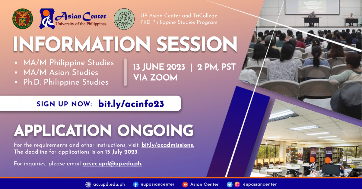 UP Asian Center and TriCollege Ph.D. Philippine Studies Program Information Session | A Webinar